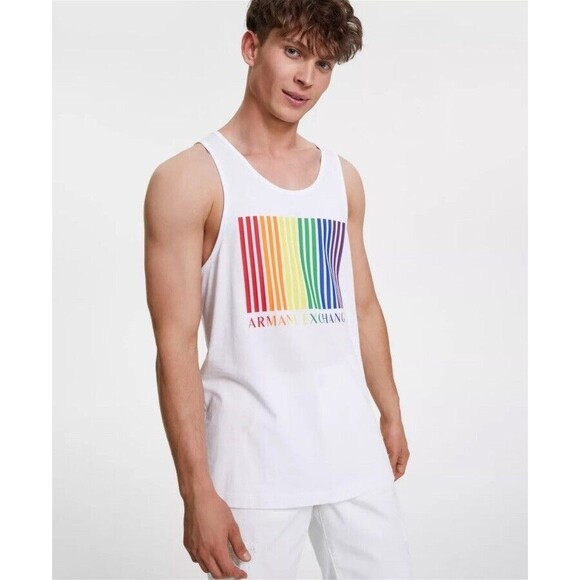A|X ARMANI EXCHANGE Men's Pride Graphic Tank Top White Size Large - Picture 1 of 6
